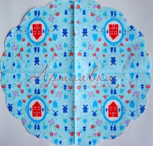 Декупажная салфетка круглая Мельницы