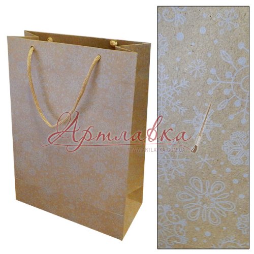 Пакет крафт Cнежинки, 22х31см