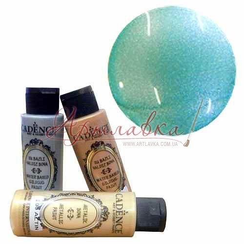 Акриловая краска Cadence с эффектом металлик Metallic Paint, мятная, 70мл