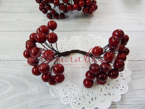 Декоративні ягідки бордові глянсові