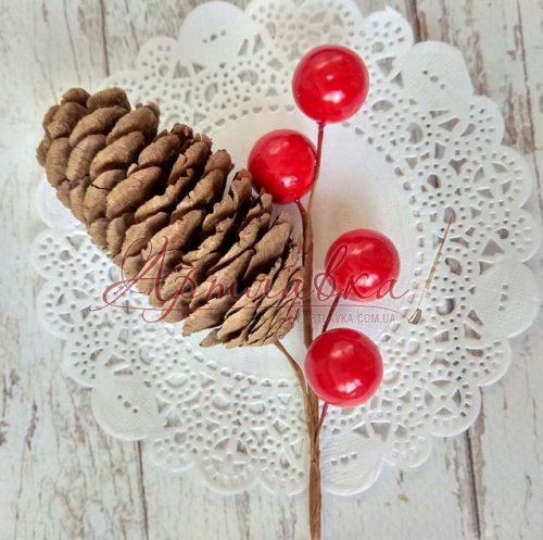Гілочка калини із шишкою,15см