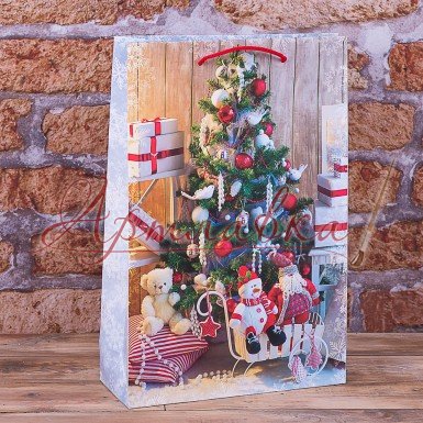 Подарочный пакет Новогодняя елка 24х36см