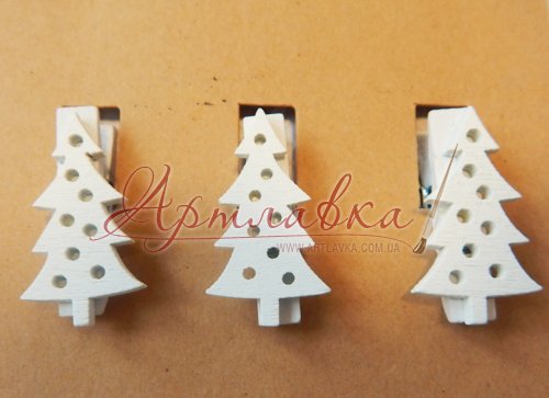 Прищепка для декора Елочка белая