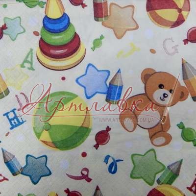 Декупажная салфетка Игрушки, 33*33см