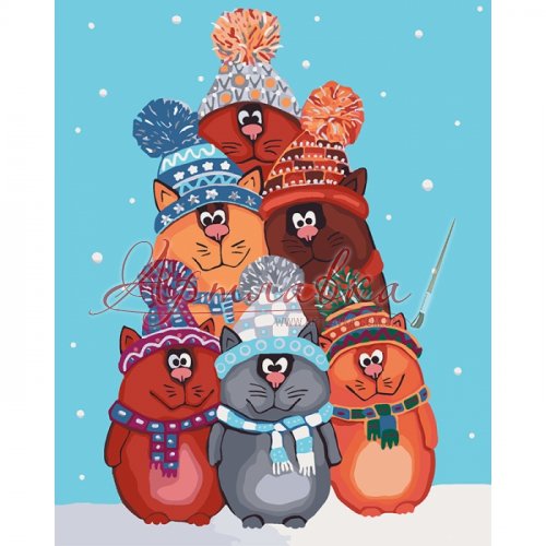 Картина по номерам Веселые пушистики, 40*50см