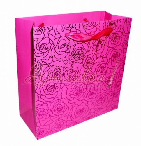 Пакет подарочный Розовые розы, 30х30х13см