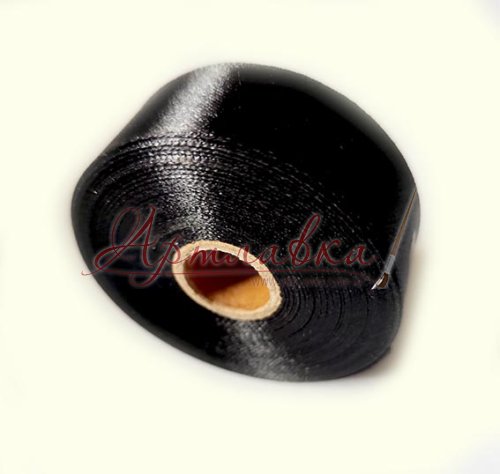 Лента атласная Черная, 2,5см