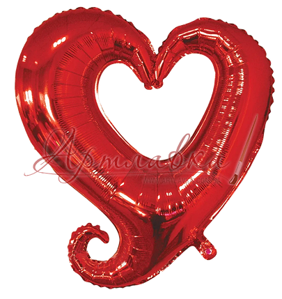 Шар фольга Фигура 85 см. Красное Сердце металлик Вензель