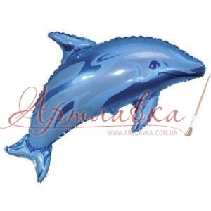 Шар фольга Фигура 56х95 см Дельфин голубой