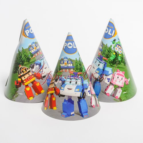 Праздничные колпачки Робокар Полли, 10 шт/уп
