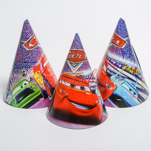 Праздничные колпачки Тачки, 10 шт/уп