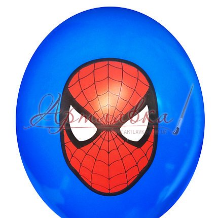 Шар латексный 12 (30 см.) Человек Паук маска на синем