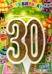 Свеча Цифра 30, золото