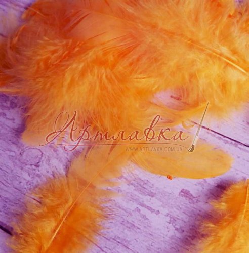 Декоративные перья оранжевые