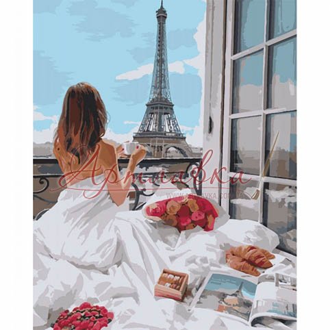 Алмазная мозаика вышивка Романтический завтрак в Париже, 40*50см