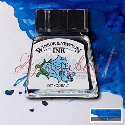 Тушь художественная Winsor&Newton Drawing Inks #176, кобальт синий, 14мл.