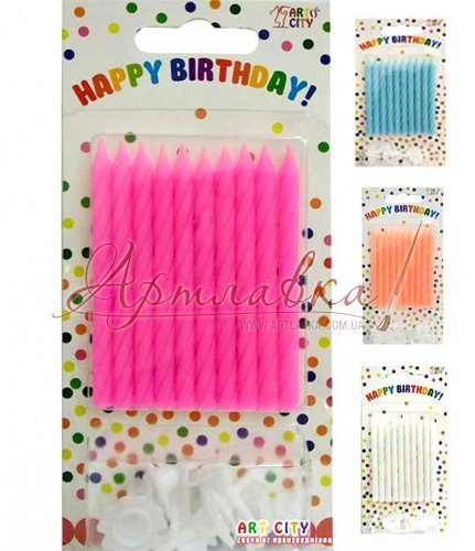 Свечки в торт спиральки, 10шт