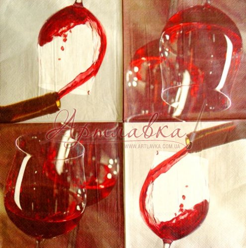 Декупажная салфетка Красное вино, 33*33 см