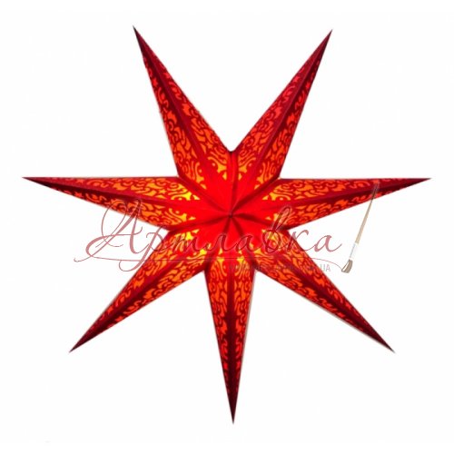 Картонная звезда светильник Red Glitter Star, 60см Картонная звезда светильник Red Glitter Star, 60см