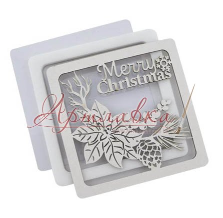 Заготовка шейкер для листівок Merry Christmas, 9х9см