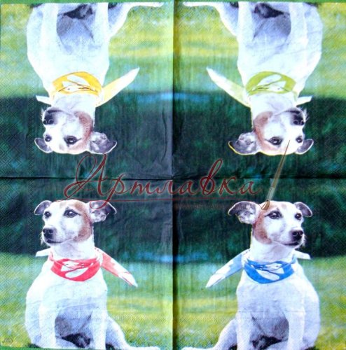 Декупажная салфетка Четыре щенка, 33х33см