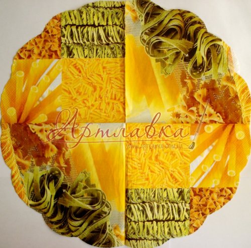 Декупажна серветка кругла  Макарони-Мікс, 33*33 см