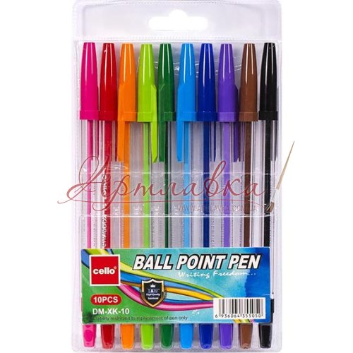 Набор шариковых разноцветных ручек Cello Ball Point Pen, 10 цв.