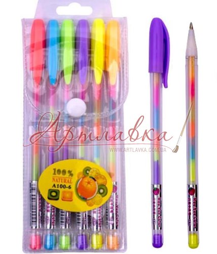 Набор гелевых разноцветных ручек Rainbow Gel Pen, 6 цв.