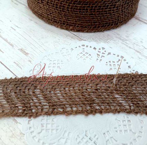 Стрічка з мішковини коричнева, 3,5 см, 1м