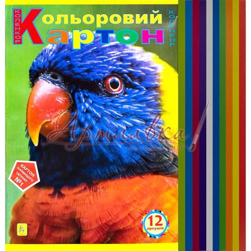 Картон кольоровий Коленкор, A4, 250g,12л
