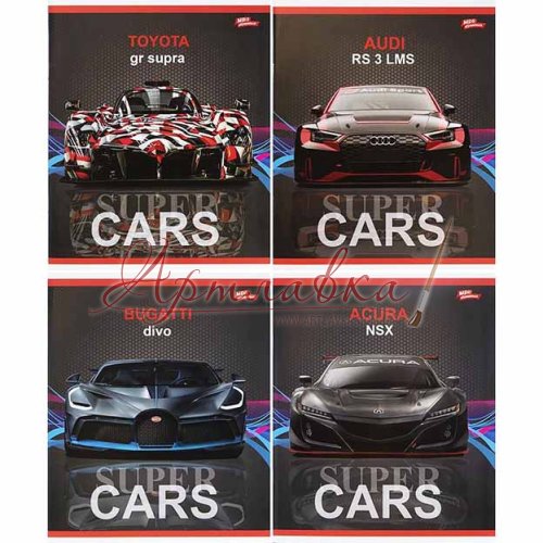 Тетрадь в клетку, 60л, Super Cars