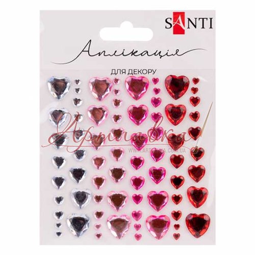 Стрази клейові Сердечка Colour mix