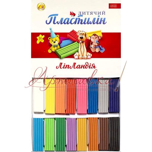 Пластилін дитячий Ліпляндія Гамма, 16 кол., 320г