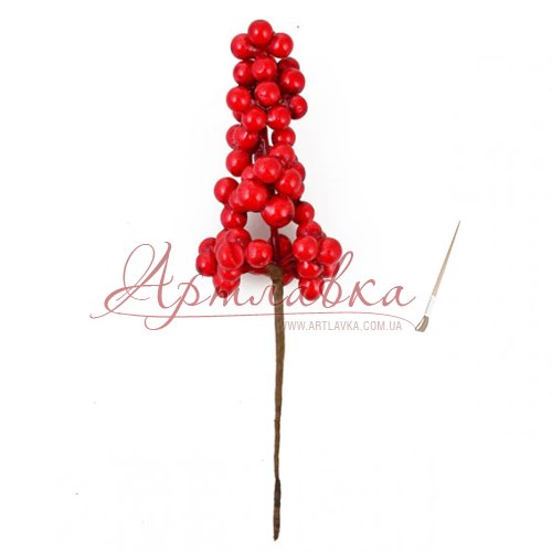 Веточка с мелкими красными ягодками, 20см
