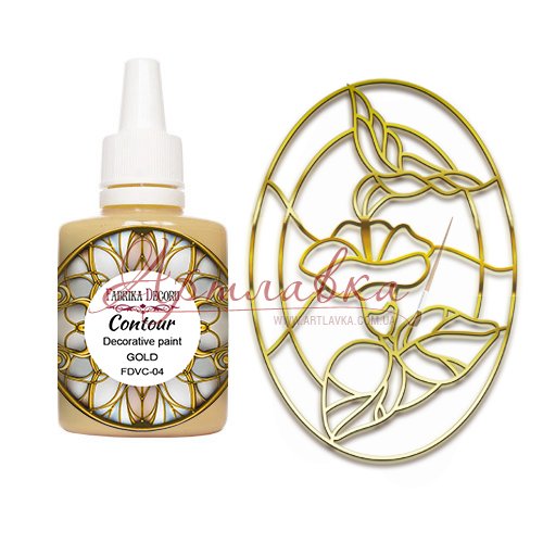 Контур для витражной росписи, Цвет Золото, 30мл
