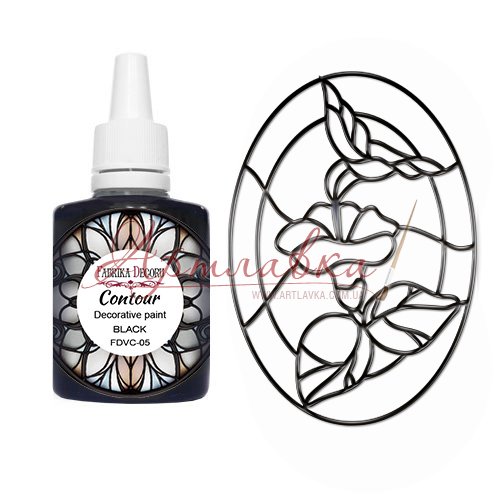 Контур для витражной росписи, Цвет Черный, 30мл