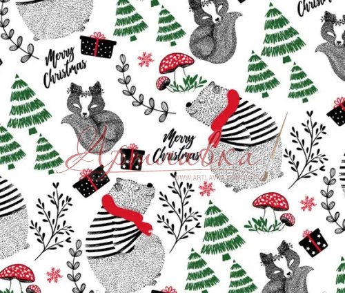 Упаковочная бумага Мишки, лисички, 70*100см