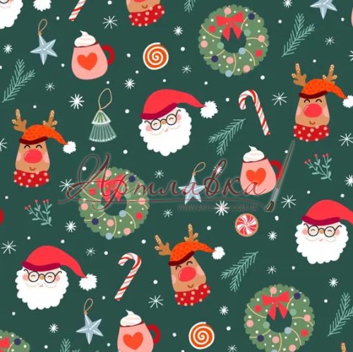 Упаковочная бумага Новогодние аксессуары, 70*100см
