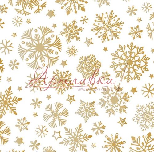 Упаковочная бумага Золотистые снежинки, 70*100см