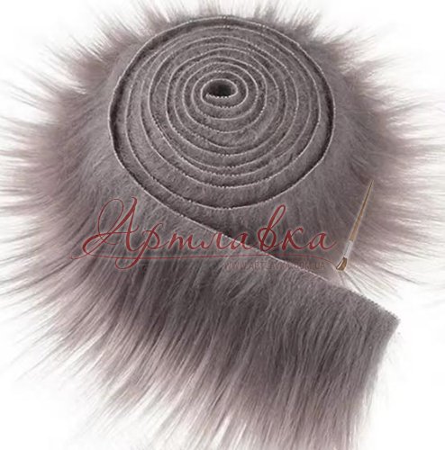 Мех искусственный с длинным ворсом, серый