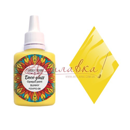 Фарба вітражна непрозора Deco Glass, Сонячно-жовтий, 30мл