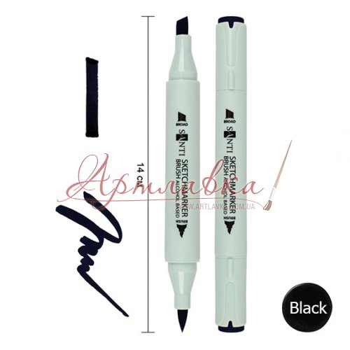 Маркер спиртовой Santi Brush, черный