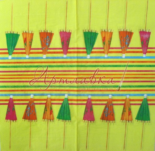 Декупажная салфетка Зонтики, 33*33см