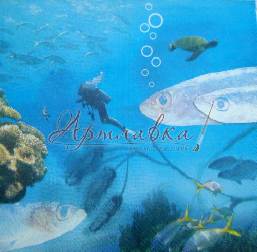 Декупажная салфетка Океан-2, 33*33 см