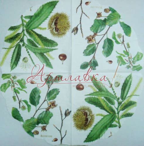 Декупажная салфетка круглая Каштаны, 33*33 см