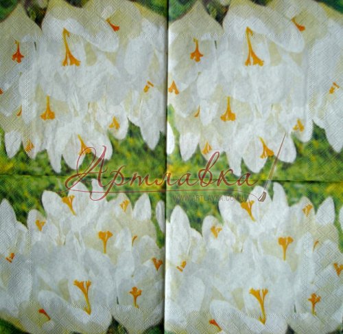 Декупажная салфетка Ряды белых цветов, 33*33см