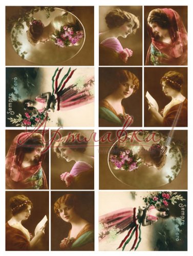 Декупажная карта Женские фотопортреты в стиле Ретро-3, 35*50см