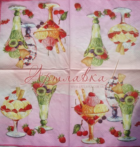 Декупажная салфетка Фруктовые коктейли, 33*33 см
