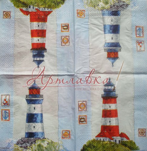 Декупажна серветка Чотири маяки, 25*25см