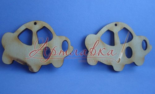 Заготовка для сережек деревянная Машинки, 50*35*3мм